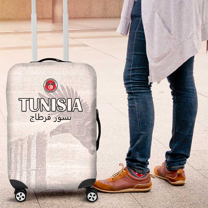 Tunisia Football Luggage Cover Eagles of Carthage Go Champion - White Color - African Pride