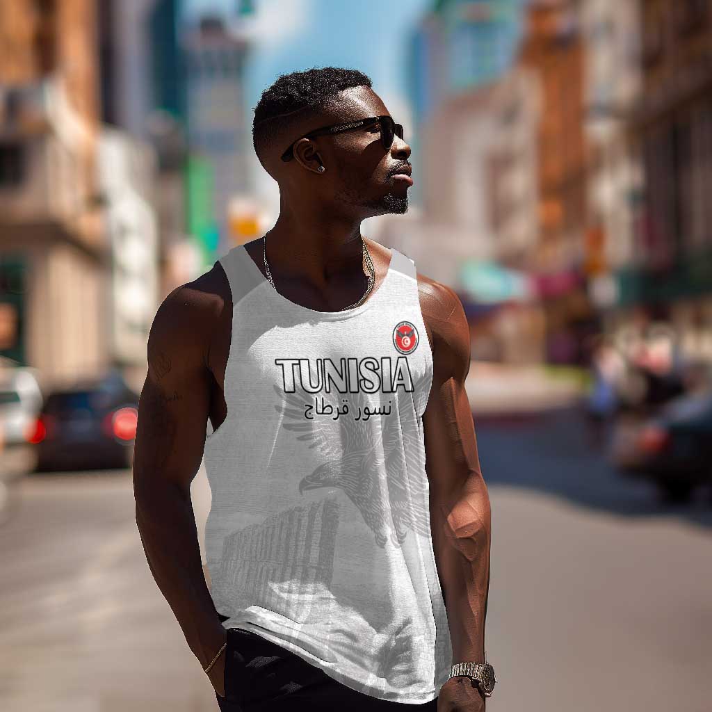 Custom Tunisia Football Men Tank Top Eagles of Carthage Go Champion - White Color - African Pride