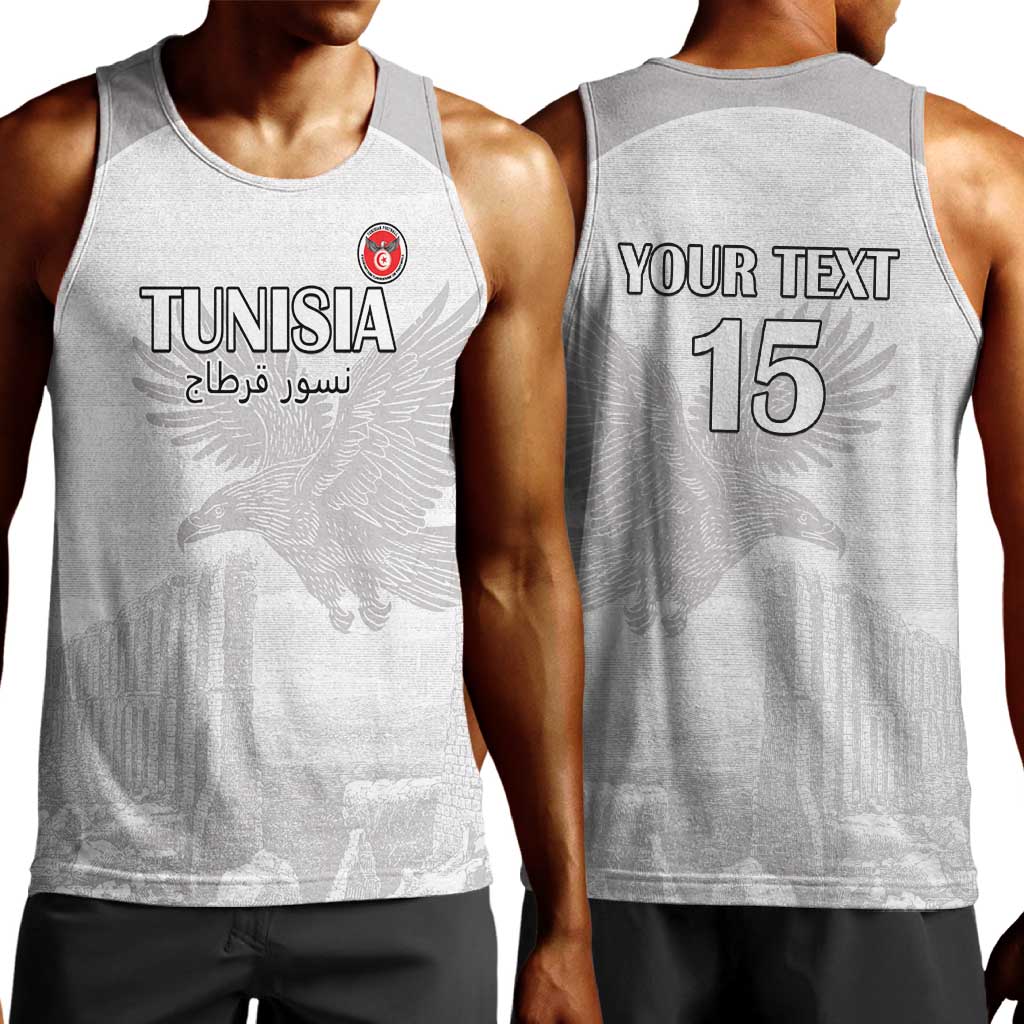 Custom Tunisia Football Men Tank Top Eagles of Carthage Go Champion - White Color - African Pride