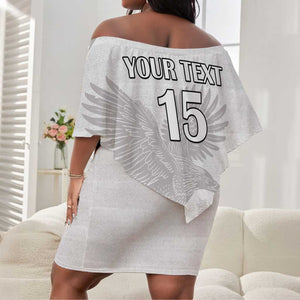 Custom Tunisia Football Off Shoulder Short Dress Eagles of Carthage Go Champion - White Color - African Pride