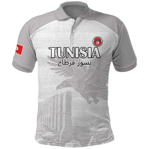 Custom Tunisia Football Polo Shirt Eagles of Carthage Go Champion - White Color - African Pride
