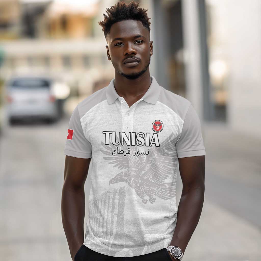 Custom Tunisia Football Polo Shirt Eagles of Carthage Go Champion - White Color - African Pride