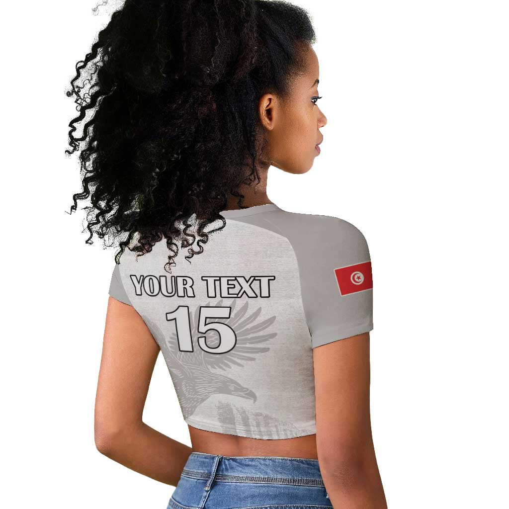 Custom Tunisia Football Raglan Cropped T shirt Eagles of Carthage Go Champion - White Color - African Pride