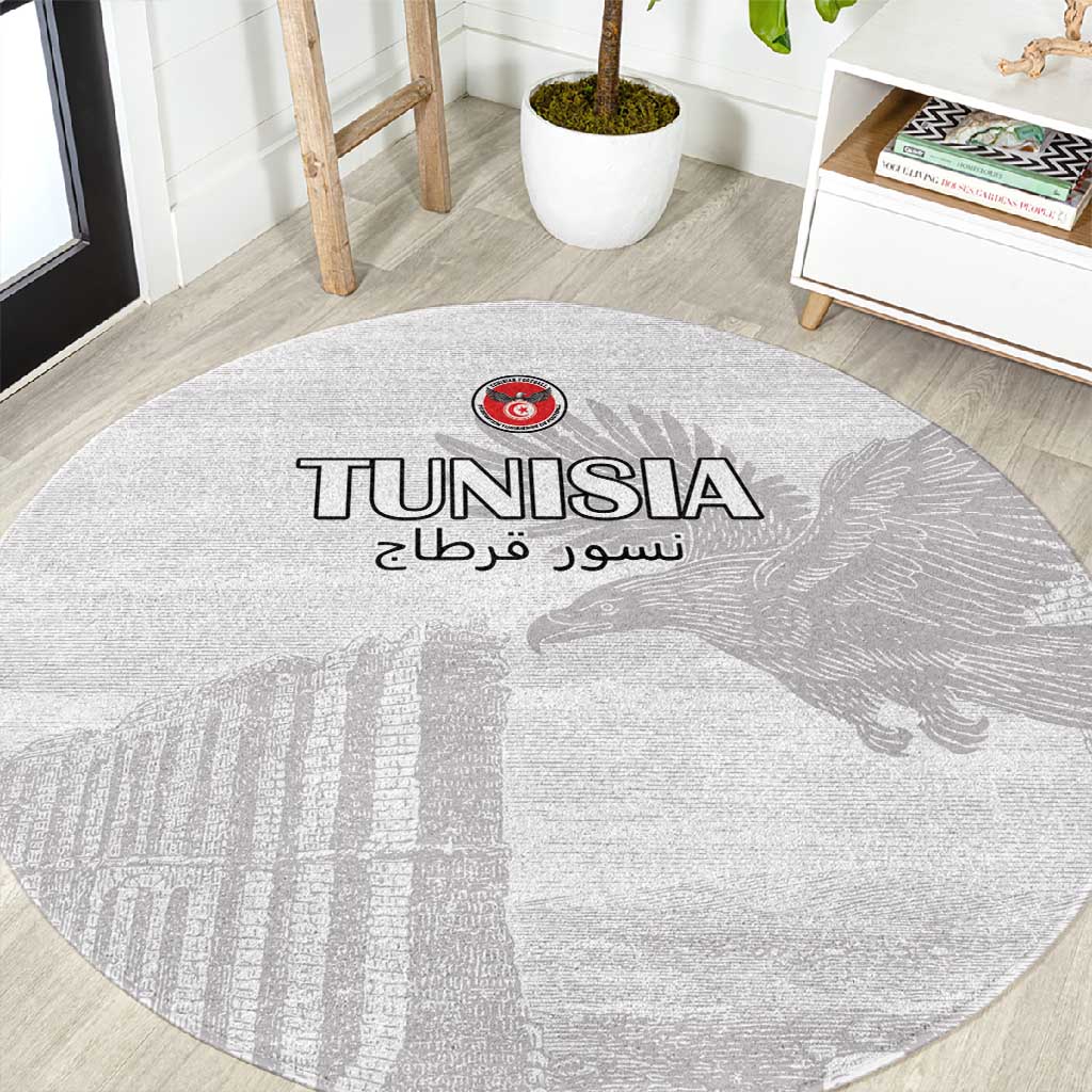 Tunisia Football Round Carpet Eagles of Carthage Go Champion - White Color - African Pride