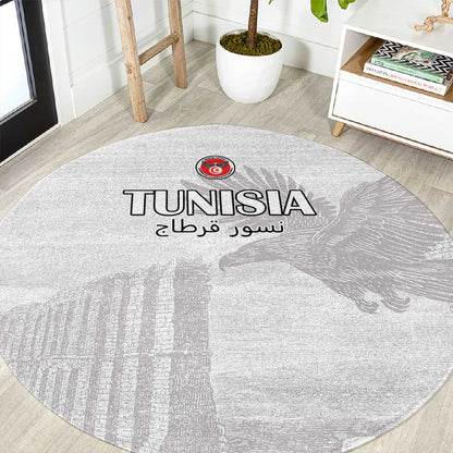 Tunisia Football Round Carpet Eagles of Carthage Go Champion - White Color - African Pride