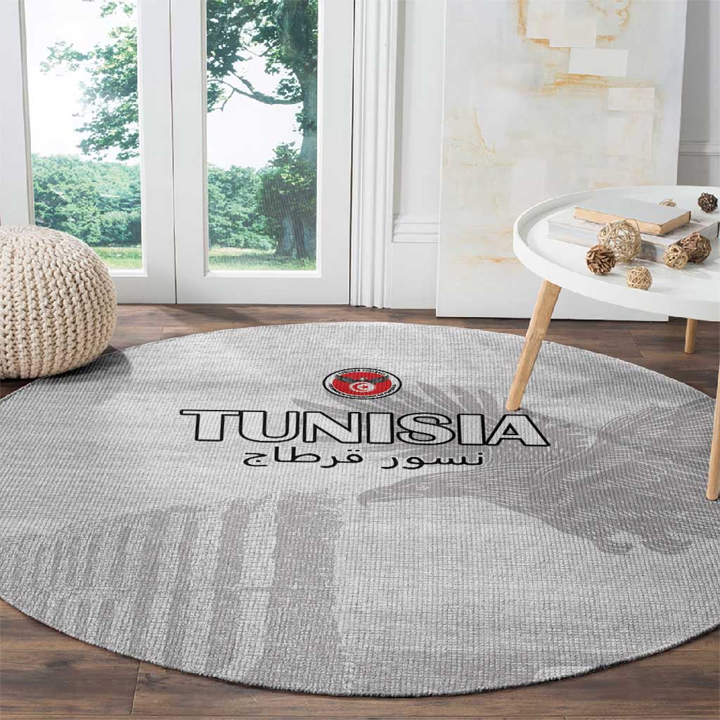 Tunisia Football Round Carpet Eagles of Carthage Go Champion - White Color - African Pride