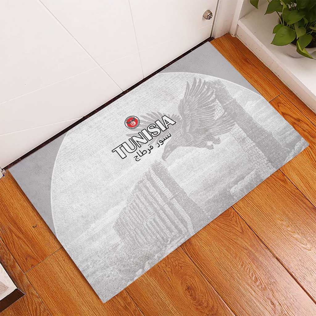 Tunisia Football Rubber Doormat Eagles of Carthage Go Champion - White Color - African Pride