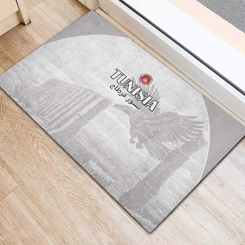 Tunisia Football Rubber Doormat Eagles of Carthage Go Champion - White Color - African Pride