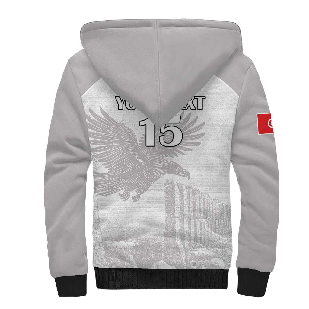 Custom Tunisia Football Sherpa Hoodie Eagles of Carthage Go Champion - White Color - African Pride