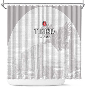 Tunisia Football Shower Curtain Eagles of Carthage Go Champion - White Color - African Pride