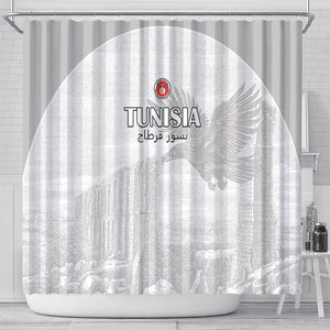 Tunisia Football Shower Curtain Eagles of Carthage Go Champion - White Color - African Pride