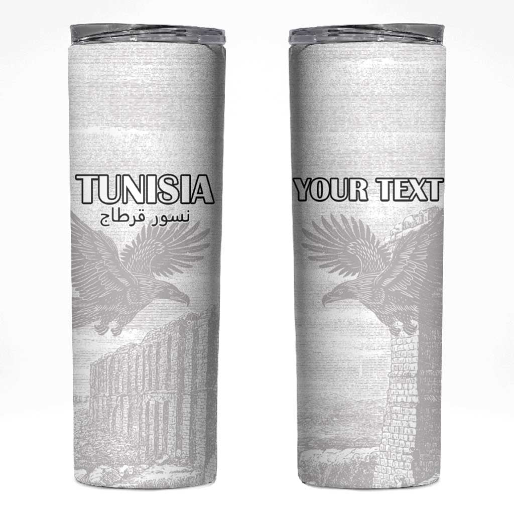 Custom Tunisia Football Skinny Tumbler Eagles of Carthage Go Champion - White Color - African Pride