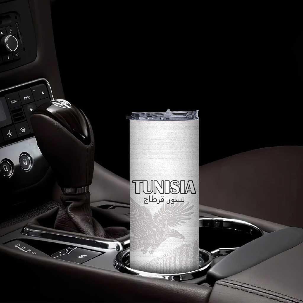 Custom Tunisia Football Skinny Tumbler Eagles of Carthage Go Champion - White Color - African Pride