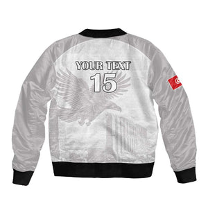 Custom Tunisia Football Sleeve Zip Bomber Jacket Eagles of Carthage Go Champion - White Color - African Pride