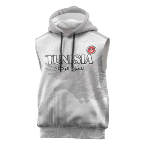 Custom Tunisia Football Sleeveless Hoodie Eagles of Carthage Go Champion - White Color - African Pride