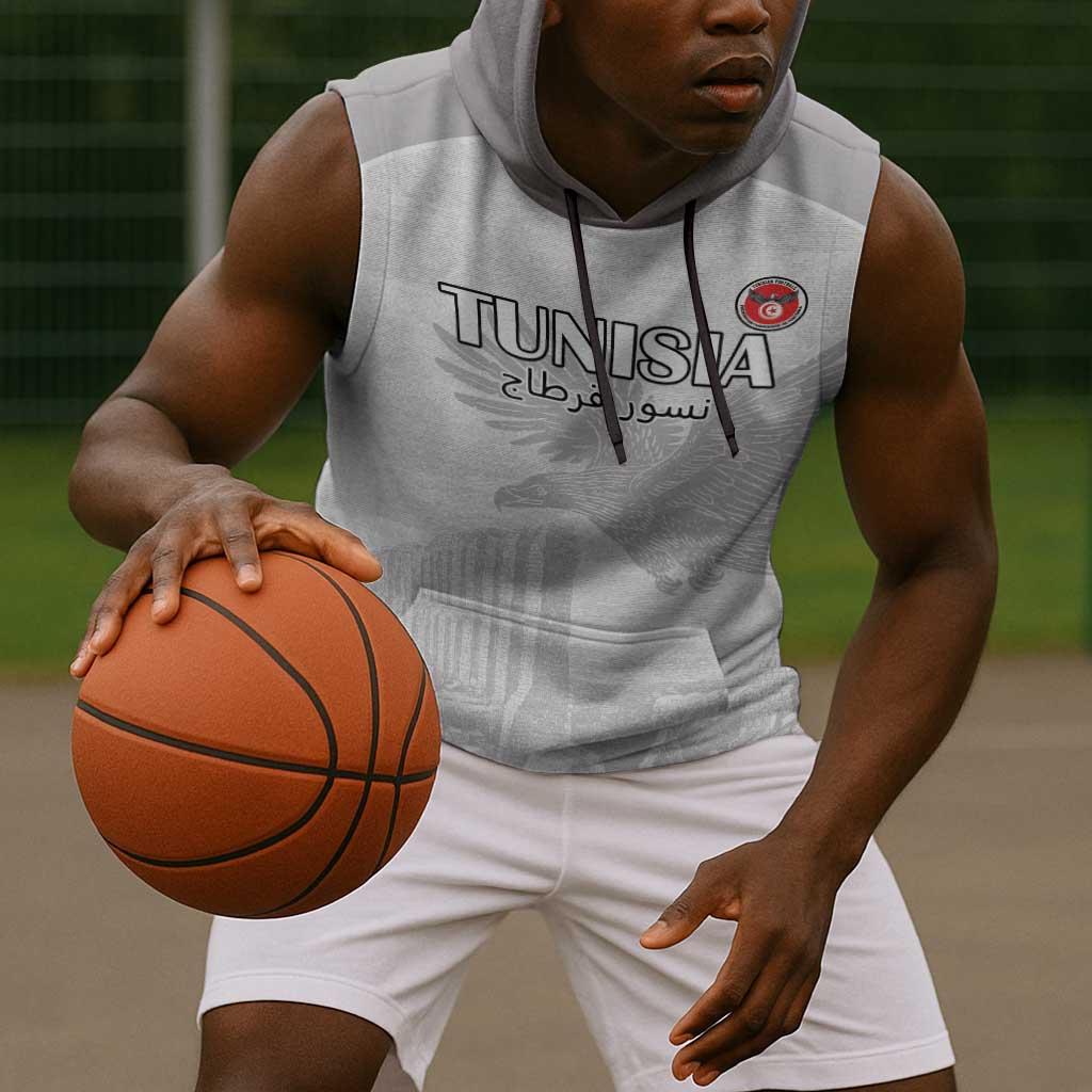 Custom Tunisia Football Sleeveless Hoodie Eagles of Carthage Go Champion - White Color - African Pride