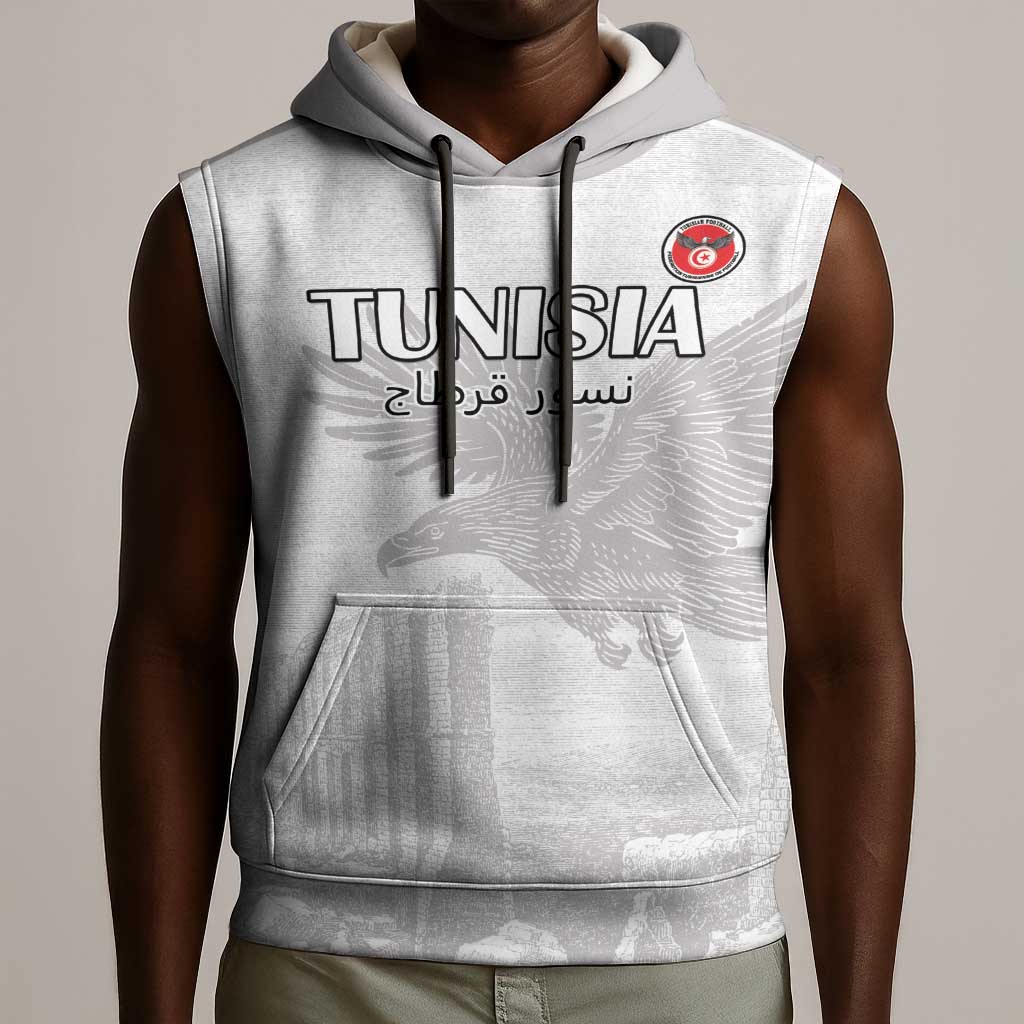 Custom Tunisia Football Sleeveless Hoodie Eagles of Carthage Go Champion - White Color - African Pride