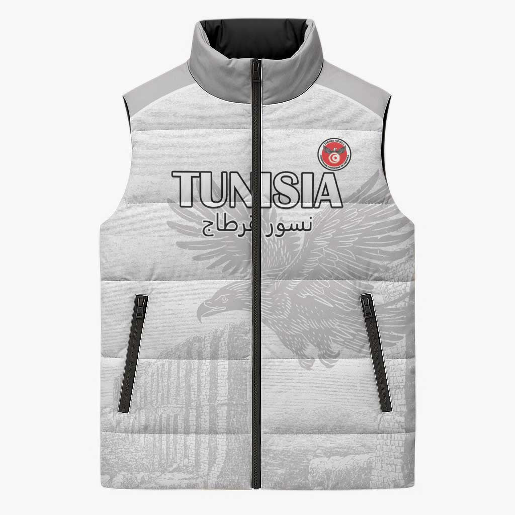 Custom Tunisia Football Sleeveless Puffer Jacket White Eagles of Carthage