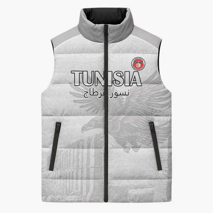 Custom Tunisia Football Sleeveless Puffer Jacket White Eagles of Carthage