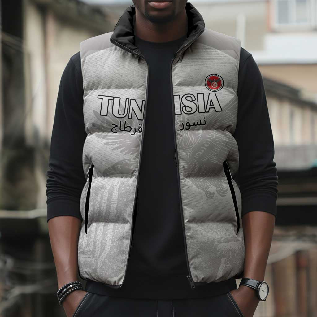 Custom Tunisia Football Sleeveless Puffer Jacket White Eagles of Carthage