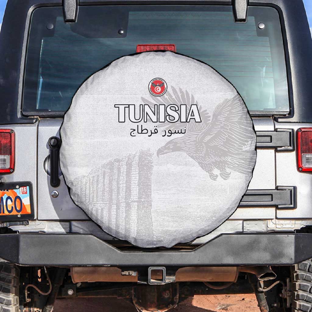Tunisia Football Spare Tire Cover Eagles of Carthage Go Champion - White Color - African Pride