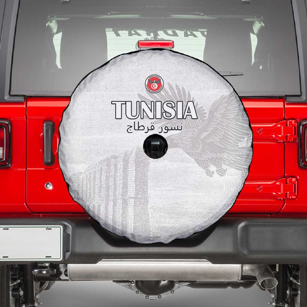 Tunisia Football Spare Tire Cover Eagles of Carthage Go Champion - White Color - African Pride