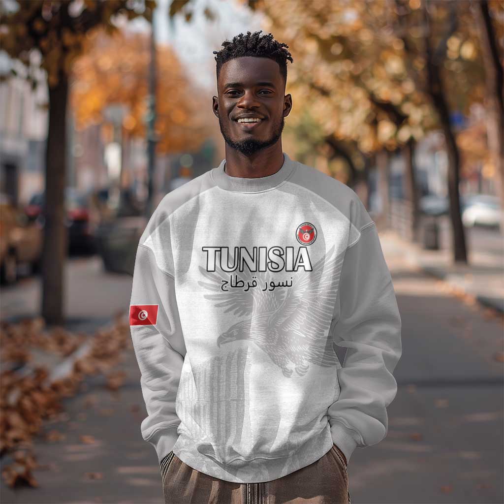 Custom Tunisia Football Sweatshirt Eagles of Carthage Go Champion - White Color - African Pride