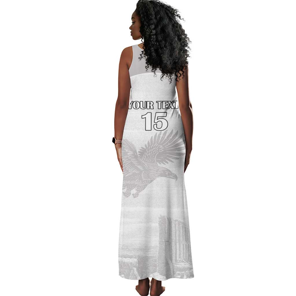 Custom Tunisia Football Tank Maxi Dress Eagles of Carthage Go Champion - White Color - African Pride