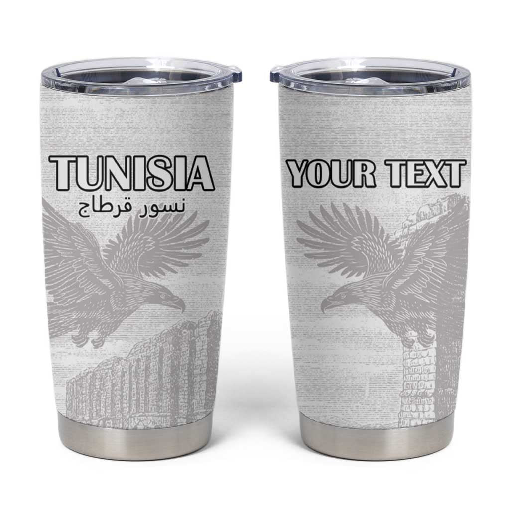Custom Tunisia Football Tumbler Cup Eagles of Carthage Go Champion - White Color - African Pride