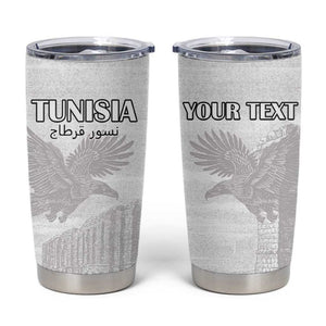 Custom Tunisia Football Tumbler Cup Eagles of Carthage Go Champion - White Color - African Pride