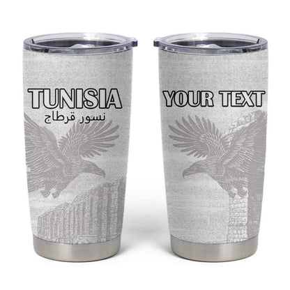 Custom Tunisia Football Tumbler Cup Eagles of Carthage Go Champion - White Color - African Pride