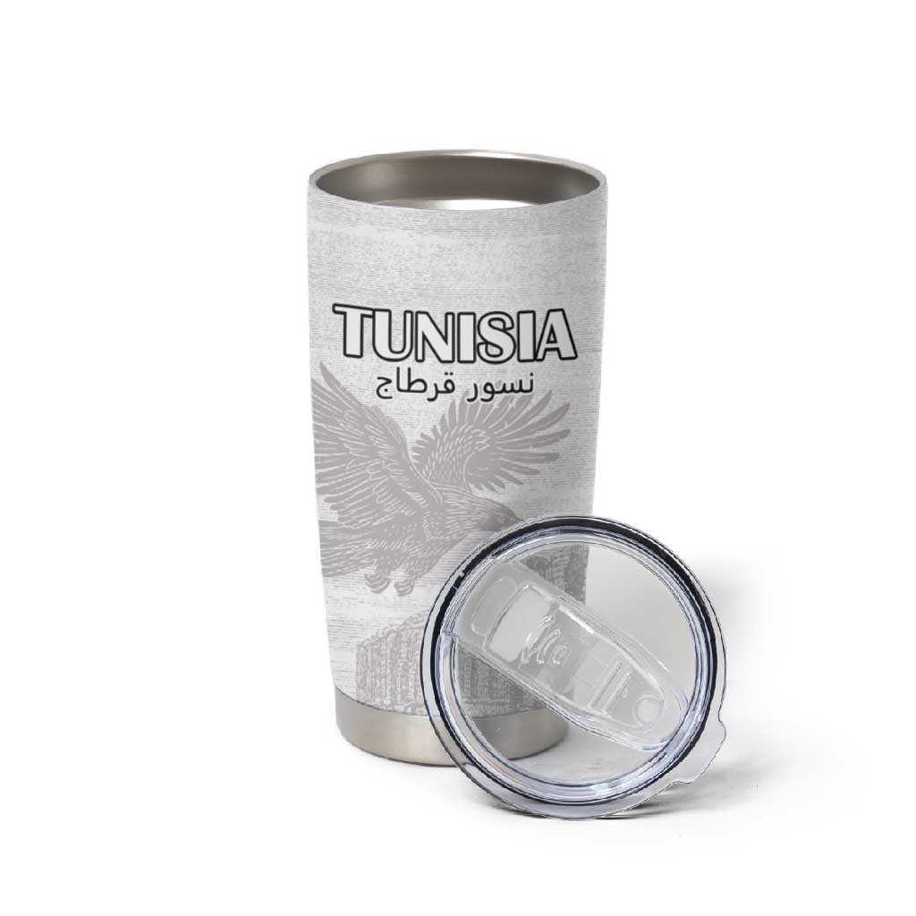 Custom Tunisia Football Tumbler Cup Eagles of Carthage Go Champion - White Color - African Pride