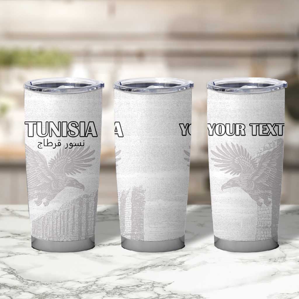 Custom Tunisia Football Tumbler Cup Eagles of Carthage Go Champion - White Color - African Pride