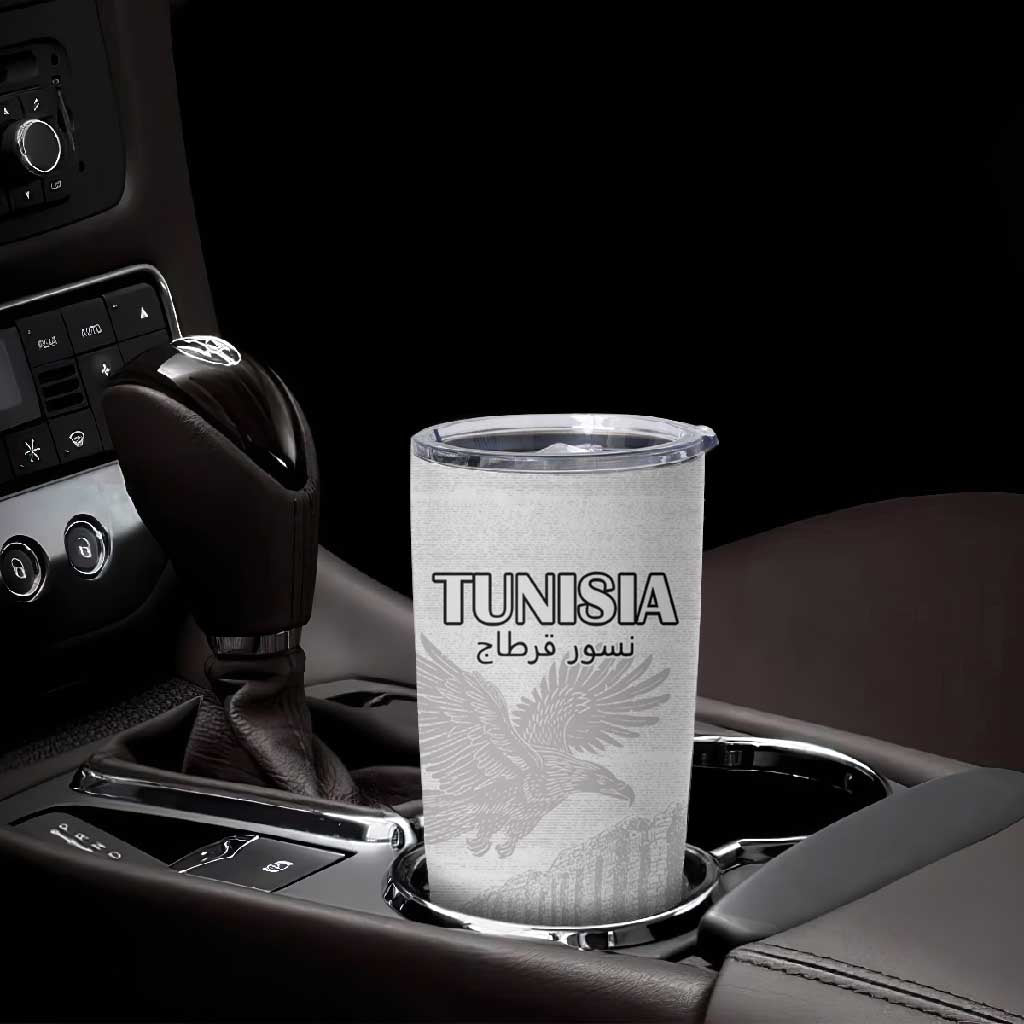 Custom Tunisia Football Tumbler Cup Eagles of Carthage Go Champion - White Color - African Pride