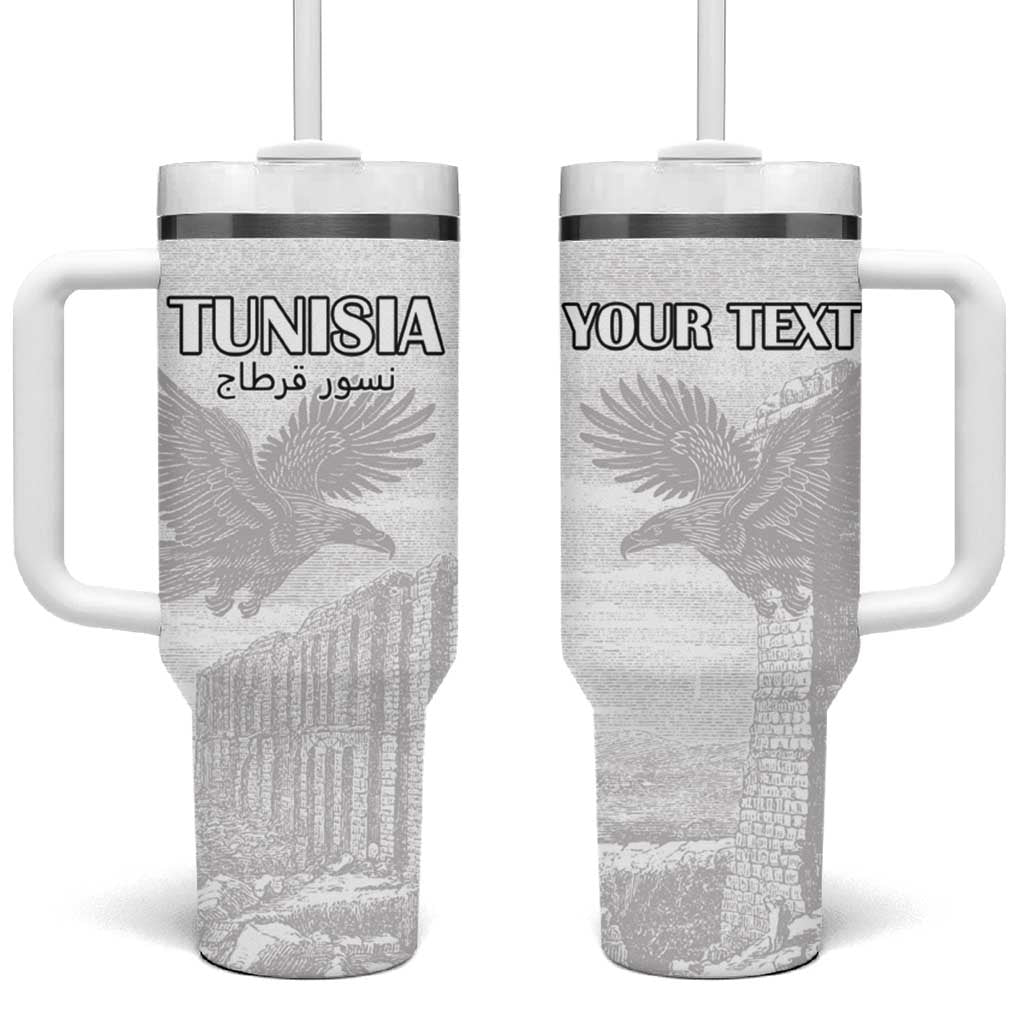 Custom Tunisia Football Tumbler With Handle Eagles of Carthage Go Champion - White Color - African Pride