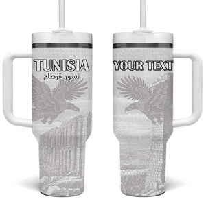 Custom Tunisia Football Tumbler With Handle Eagles of Carthage Go Champion - White Color - African Pride