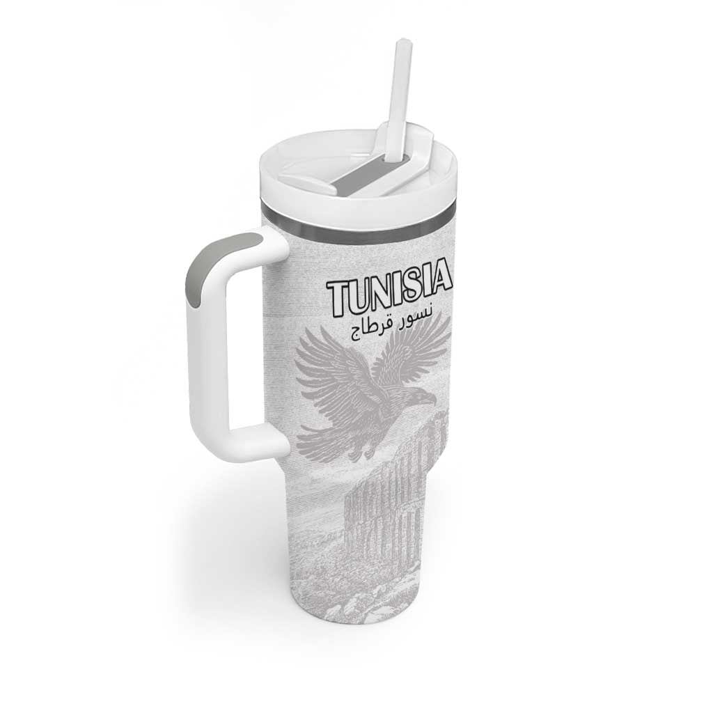 Custom Tunisia Football Tumbler With Handle Eagles of Carthage Go Champion - White Color - African Pride