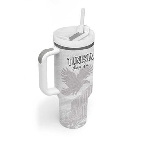 Custom Tunisia Football Tumbler With Handle Eagles of Carthage Go Champion - White Color - African Pride