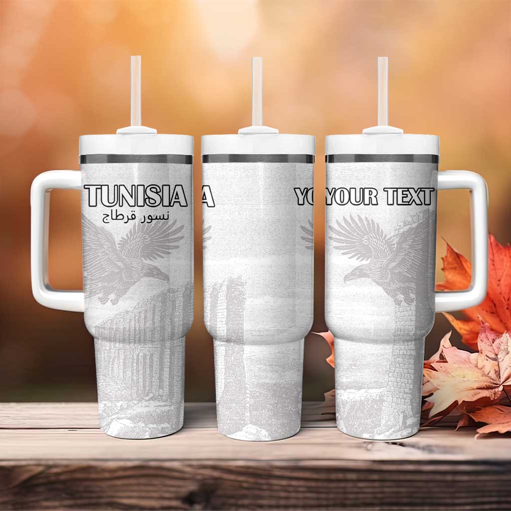 Custom Tunisia Football Tumbler With Handle Eagles of Carthage Go Champion - White Color - African Pride