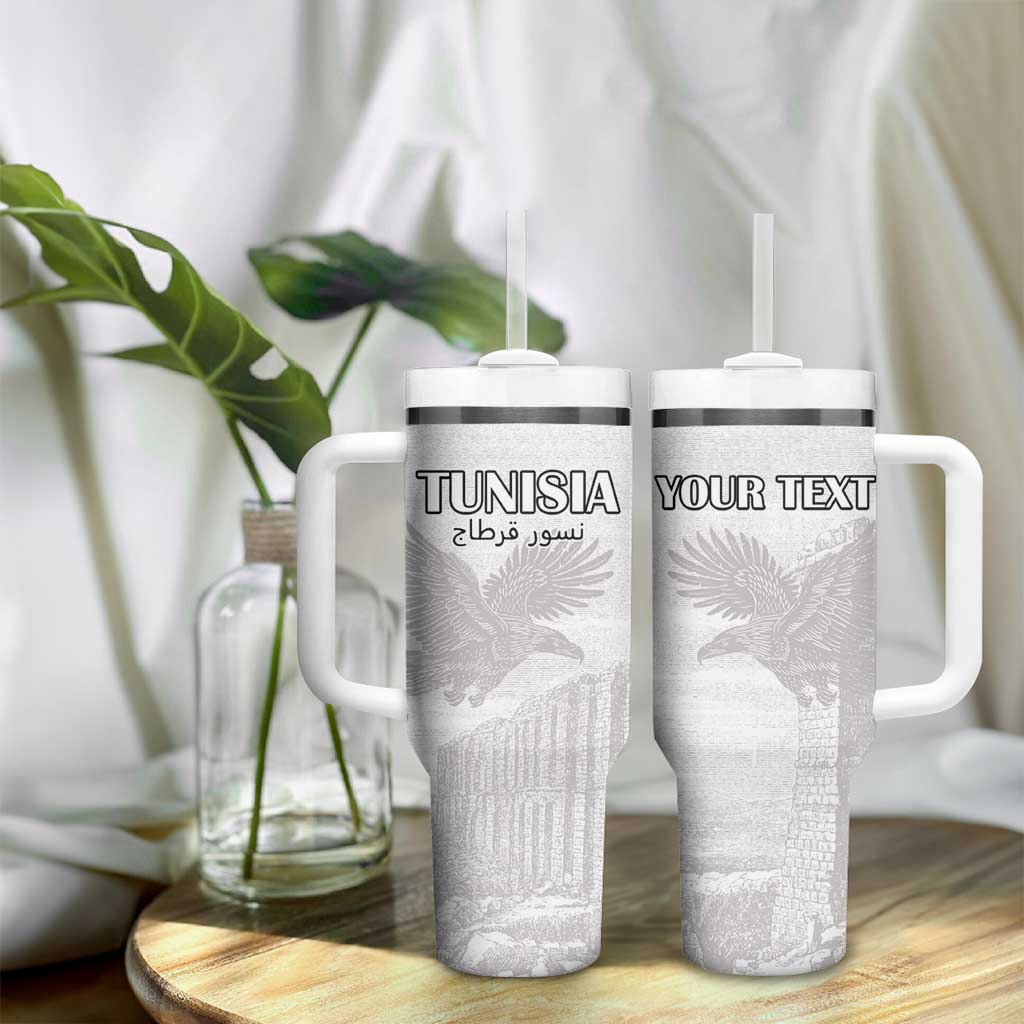 Custom Tunisia Football Tumbler With Handle Eagles of Carthage Go Champion - White Color - African Pride