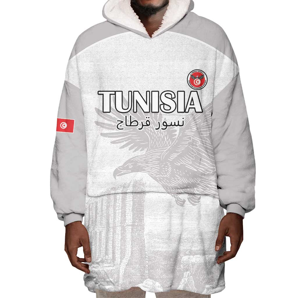 Custom Tunisia Football Wearable Blanket Hoodie Eagles of Carthage Go Champion - White Color - African Pride