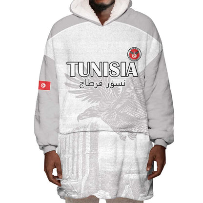 Custom Tunisia Football Wearable Blanket Hoodie Eagles of Carthage Go Champion - White Color - African Pride