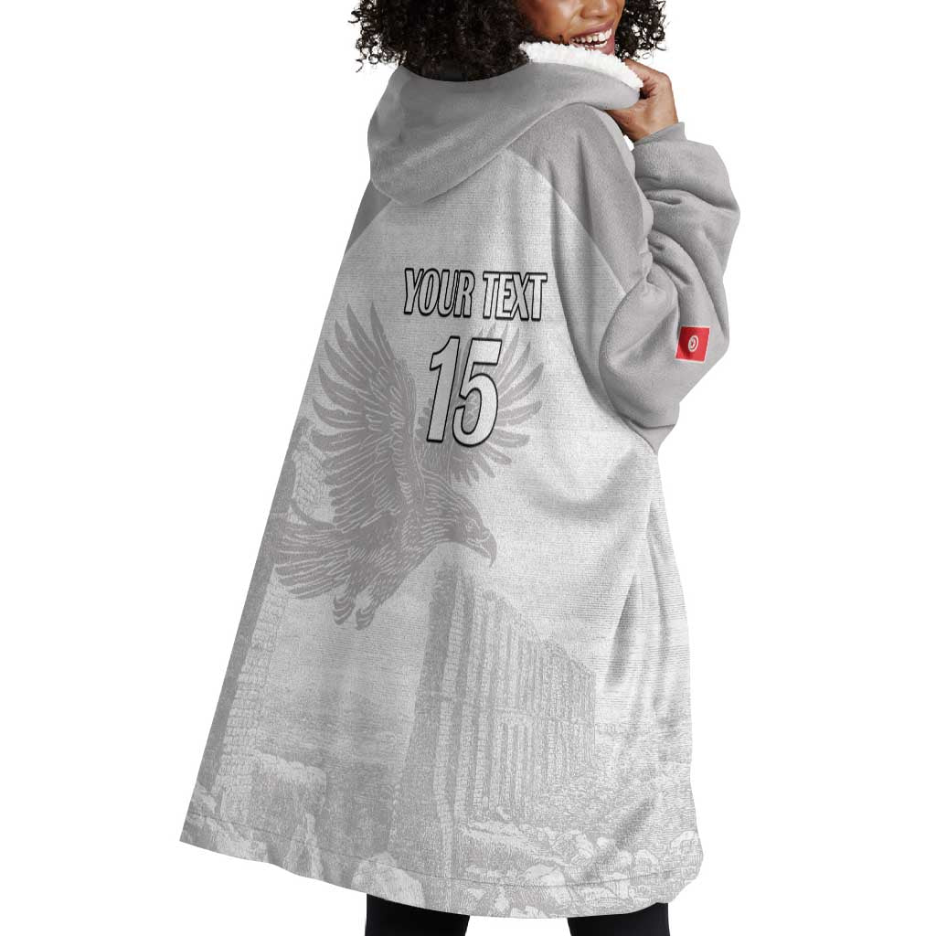 Custom Tunisia Football Wearable Blanket Hoodie Eagles of Carthage Go Champion - White Color - African Pride