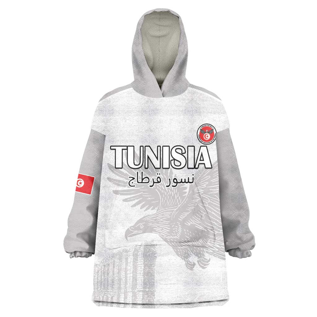 Custom Tunisia Football Wearable Blanket Hoodie Eagles of Carthage Go Champion - White Color - African Pride