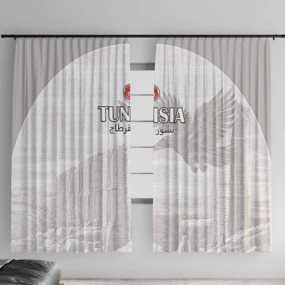 Tunisia Football Window Curtain Eagles of Carthage Go Champion - White Color - African Pride