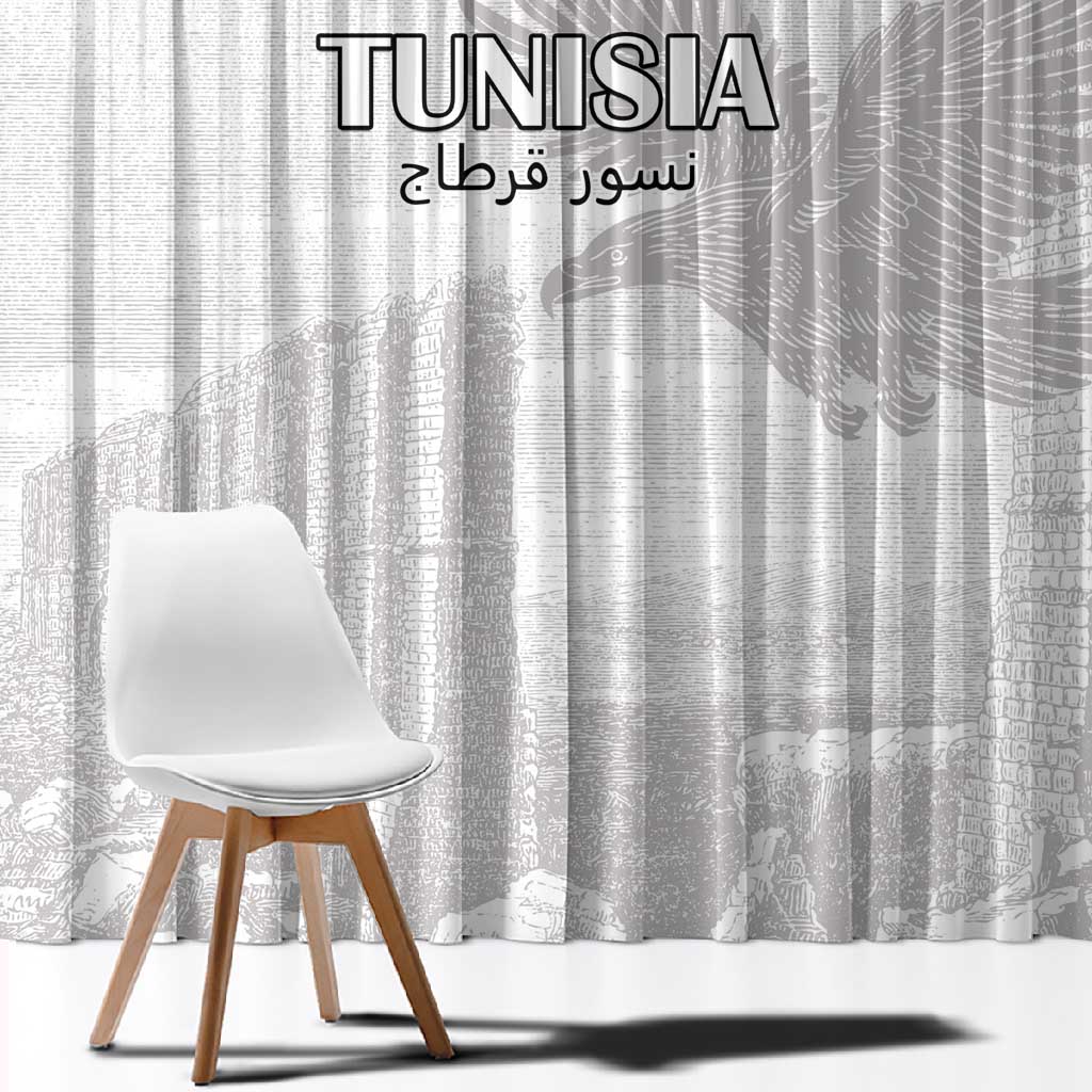 Tunisia Football Window Curtain Eagles of Carthage Go Champion - White Color - African Pride