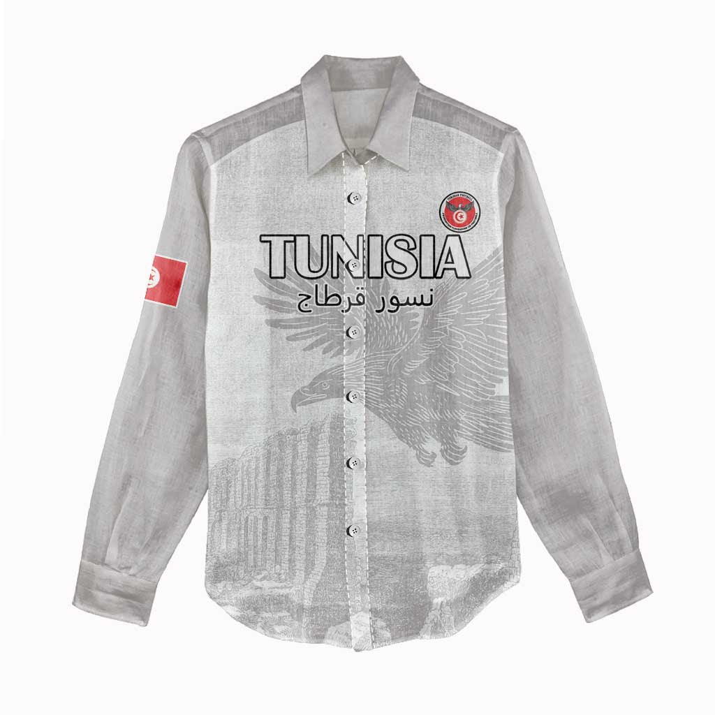 Custom Tunisia Football Women Casual Shirt Eagles of Carthage Go Champion - White Color - African Pride