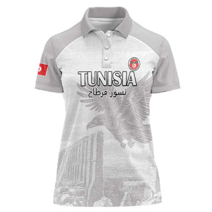 Custom Tunisia Football Women Polo Shirt Eagles of Carthage Go Champion - White Color - African Pride