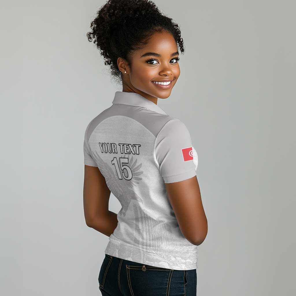 Custom Tunisia Football Women Polo Shirt Eagles of Carthage Go Champion - White Color - African Pride