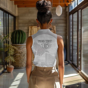 Custom Tunisia Football Women Sleeveless Polo Shirt Eagles of Carthage Go Champion - White Color - African Pride